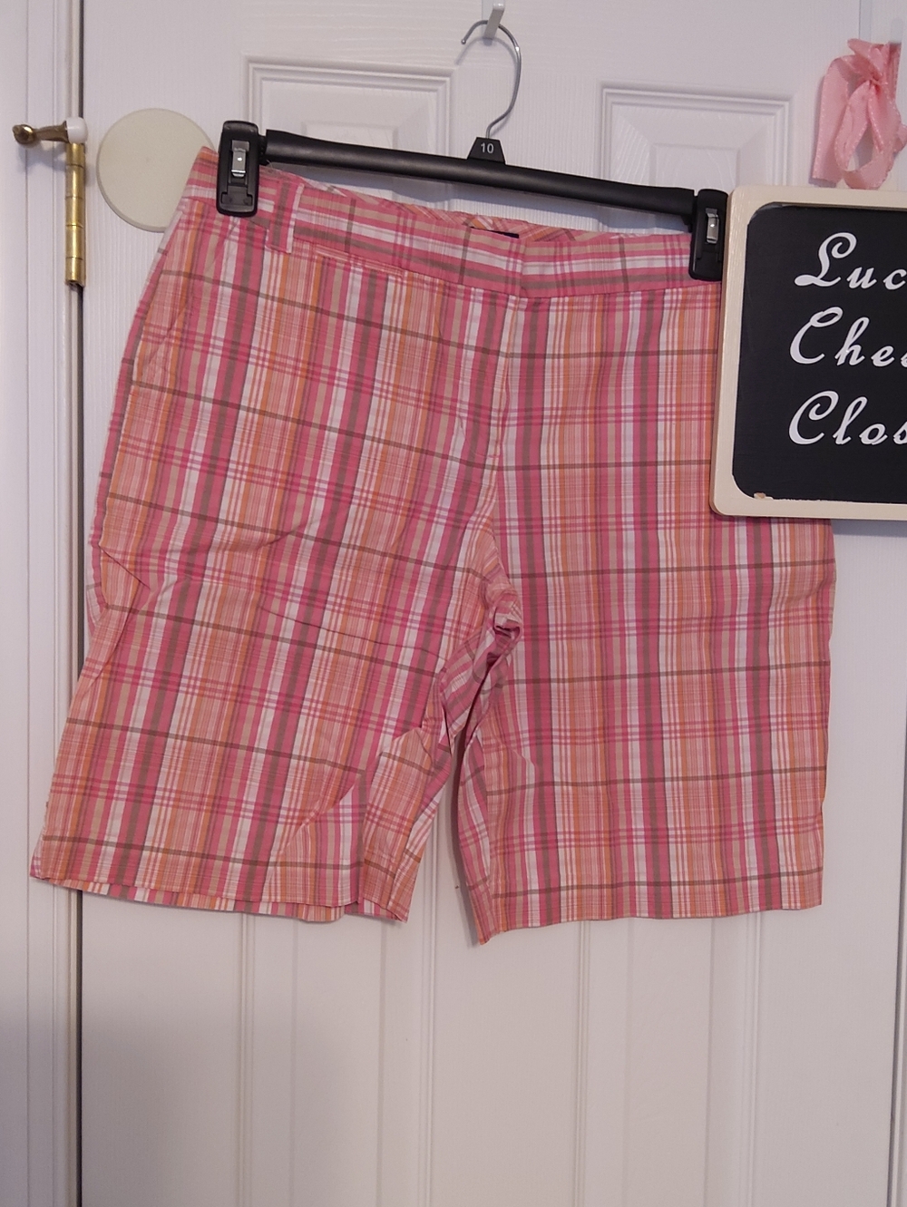 🌷IZOD Women’s Golf  Pink Plaid Stretch Shorts 10